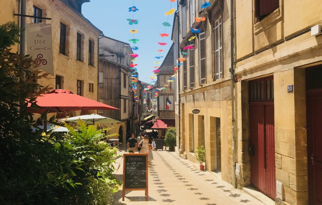 Bergerac old town decorated for summer