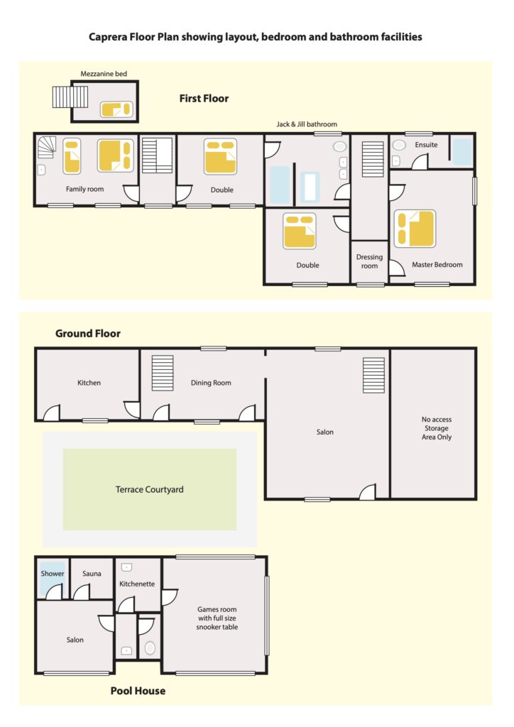 layout of the rooms at Maison Caprera